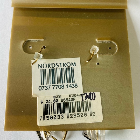 Brand New! Nordstrom Crystal Clear & Gold Contemporary Dangle Earrings - Picture 3 of 4